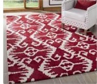 5'x8' Kouerga Geometric Handmade Tufted Wool Red