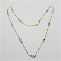 SILVER TANZANITE 18"  NECKLACE (~WEIGHT 4.03G)