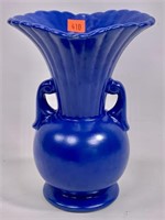 Blue vase - Art Pottery, USA, 6" dia., 8" tall