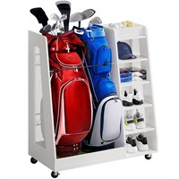 DWVO Golf Bag Organizer for Garage, Wooden Golf