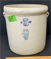 5gal White Hall Crock no wire handles small