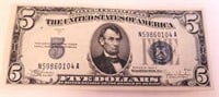 1934 C Five Dollar Silver Certificate Bill