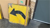 Vintage heavy metal curve road sign