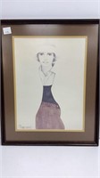 ‘Rosamond’ watercolor/pencil modern woman, double
