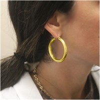 Italy 14K Gold Pl French Lock Hoop Earrings