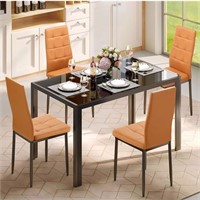 N2093  Sesslife Orange Linen Dining Chairs, Set of