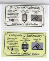 6 GRAINS PURE PLATINUM AMERICAN CERT BULLION