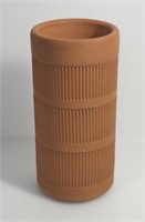 TERRACOTA CLAY FLOWER POT W/LINEAR PATTERN