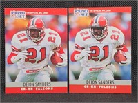 2- 1990 NFL Pro Set #36 Deion Sanders Football