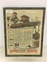 10.5" by 14" framed Lionel Trains newspaper ad