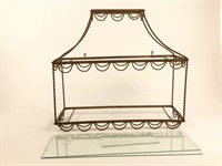 Wrought Iron shelf with glass.