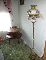 Floral floor lamp with jadite/marble