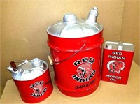 Lot Of 3 Restored Gasoline Cans In Red Indian