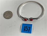 Marked 925 Red Accents Cuff Bracelet #2