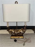 Vintage Golden Bronze Floral Table Lamp