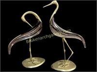 Pair Murano Style Cranes
