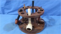 Vintage Pipe Stand & 5 Pipes