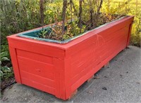 Raised Wooden Flower Bed Planter Red
