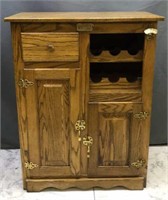 Beautiful Wood White Clad Bar Cabinet -unique Pull