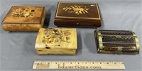 Wood Inlaid Music Boxes & Other