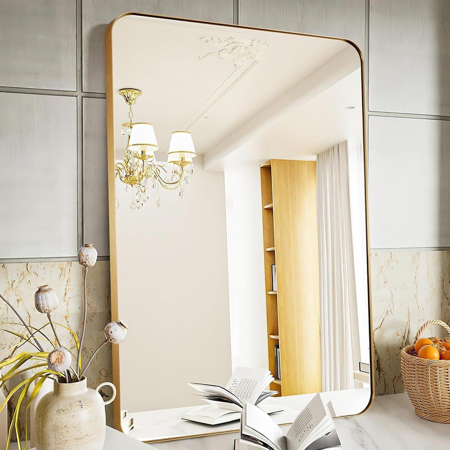 $110  Gold Bathroom Mirrors, 24x36 Modern