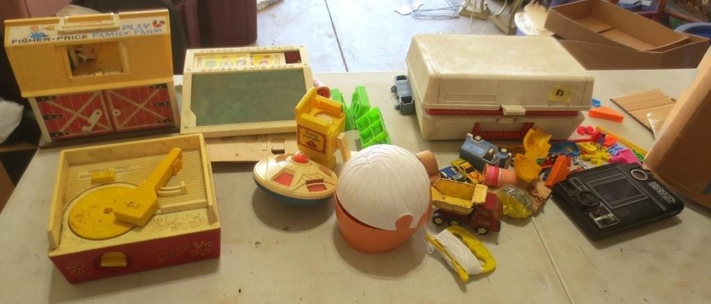 Fisher Price toys, GE record player, misc