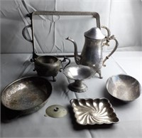 Silver Plate Meriden Tea Pot, Creamer and Waste