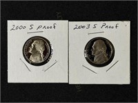 2 S Proof Nickels (Incl. 2000 & 2003)