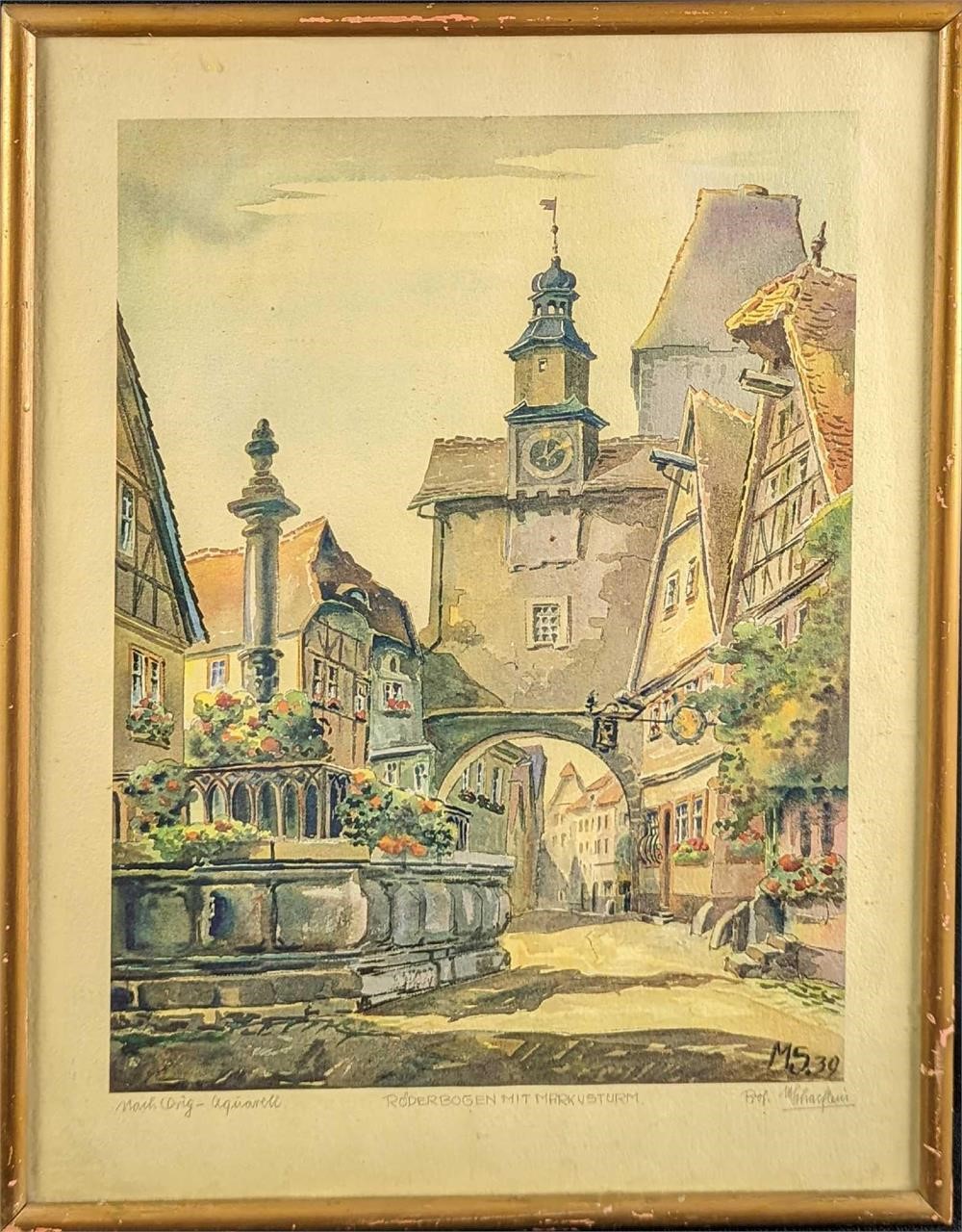Vintage Roderbogen Bow and Markusturm Tower Print