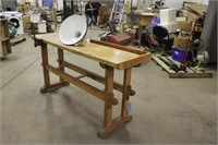 Vintage Wood Working Table with Vice