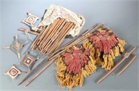 Pre-Columbian weaving implements with textile.