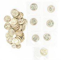 Coin 27 Silver Quarters & 14 Mercury Dimes-VG-BU