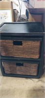 2 drawer wicker basket storage tower