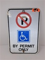 No parking  by permit only metal sign. 12" l x