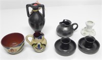 SCOTTISH MOTTOWARE POTTERY, CANDLE HOLDERS ETC