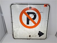 No parking metal sign. 18" l x 18" h