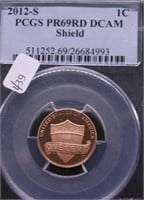2012 S PCGS PF69DC RED SHIELD CENT