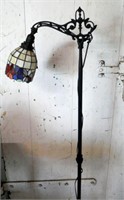 Antique Bridge Lamp w/ Leaded Glass Shade