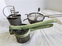 Ricer, sifter, hand beater - all vintage