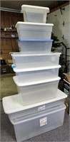 Storage totes with lids,  (8)