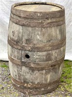 wooden barrel, 21" dia at top x 34"H