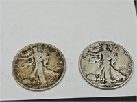 2-1936 S Walking LIberty Silver Half Dollar Coins