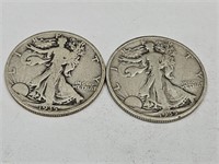 2- 1935 Walking Liberty Silver Half Dollar Coins