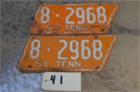 Pair of 1951 Tennessee License Plates