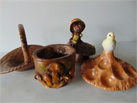 Ceramic Deviled Egg Plate, Pot, and Basket