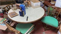 48" Round Wood Gaming Table & (4) Swivel Chairs