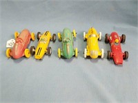 5 Vintage Plastic/Rubber Racecars