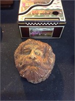 Carved face trinket box