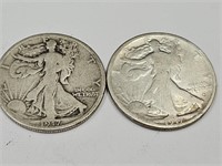 1917 & 1917 S Walking Liberty Half Dollar Coins