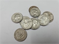 10- Silver Washington Quarters  1961